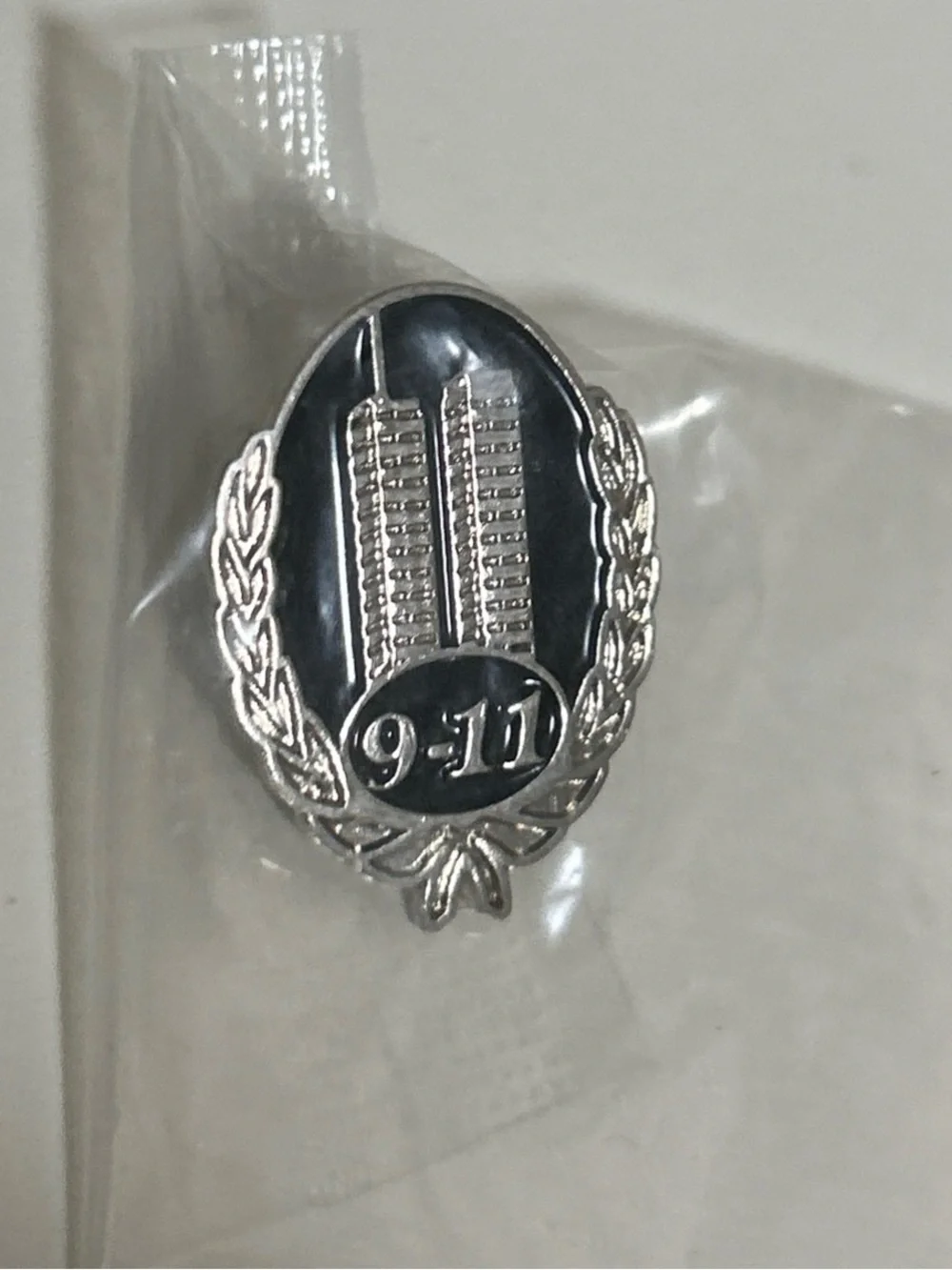 Commemorative 9-11 Silver and Black Lapel Pin